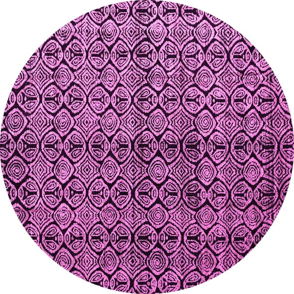 Ahgly Company Indoor Round Abstract Pink Modern Area Rugs, 8' Round