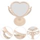 thumbnail image 2 of Espejo de tocador de mesa Espejo de maquillaje con aumento de doble cara con rotación de 360 ​​grados (forma de corazón, beige), 2 of 7
