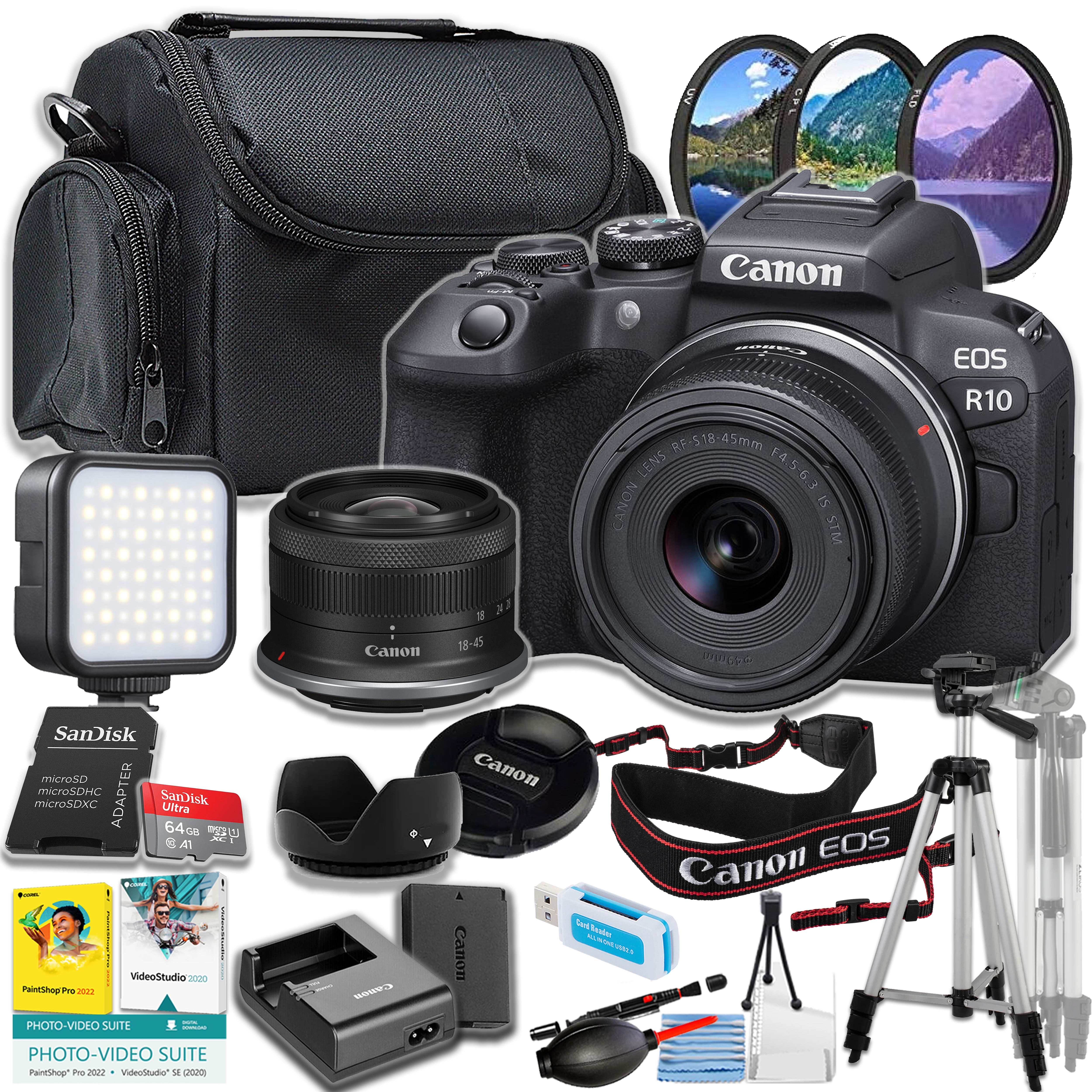 Canon EOS R10 24.2MP Mirrorless Camera with 18-45mm Lens, UHD 4K