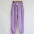 thumbnail image 4 of SMihono Pantalon en Lin pour Femmes Mode Grande Taille Décontracté Ample Costume Décontracté pour Femmes Col Rond Manches Longues avec Bande Élastique Solide Pantalon Large pour Femmes, jusqu'à 65 % de Réduction!, 4 of 5