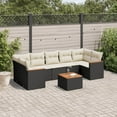thumbnail image 1 of vidaXL 8 Piece Garden Sofa Set with Cushions Black Poly Rattan, 1 of 5