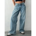 thumbnail image 2 of Women's Wide Leg Boyfriend Jeans Wide Straight Leg Denim Pants Low Rise Baggy Jeans Casual Loose Jeans, 2 of 7