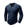 thumbnail image 3 of SUNSIOM Men's Spring Autumn Casual T-shirt Solid Color Long Sleeve Crewneck Button Up Tops, 3 of 5