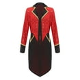 thumbnail image 4 of TiaoBug Women Sequin Ringmaster Cosplay Circus Show Blazer Jacket Uniform Victorian Tailcoat Costume Red M, 4 of 7