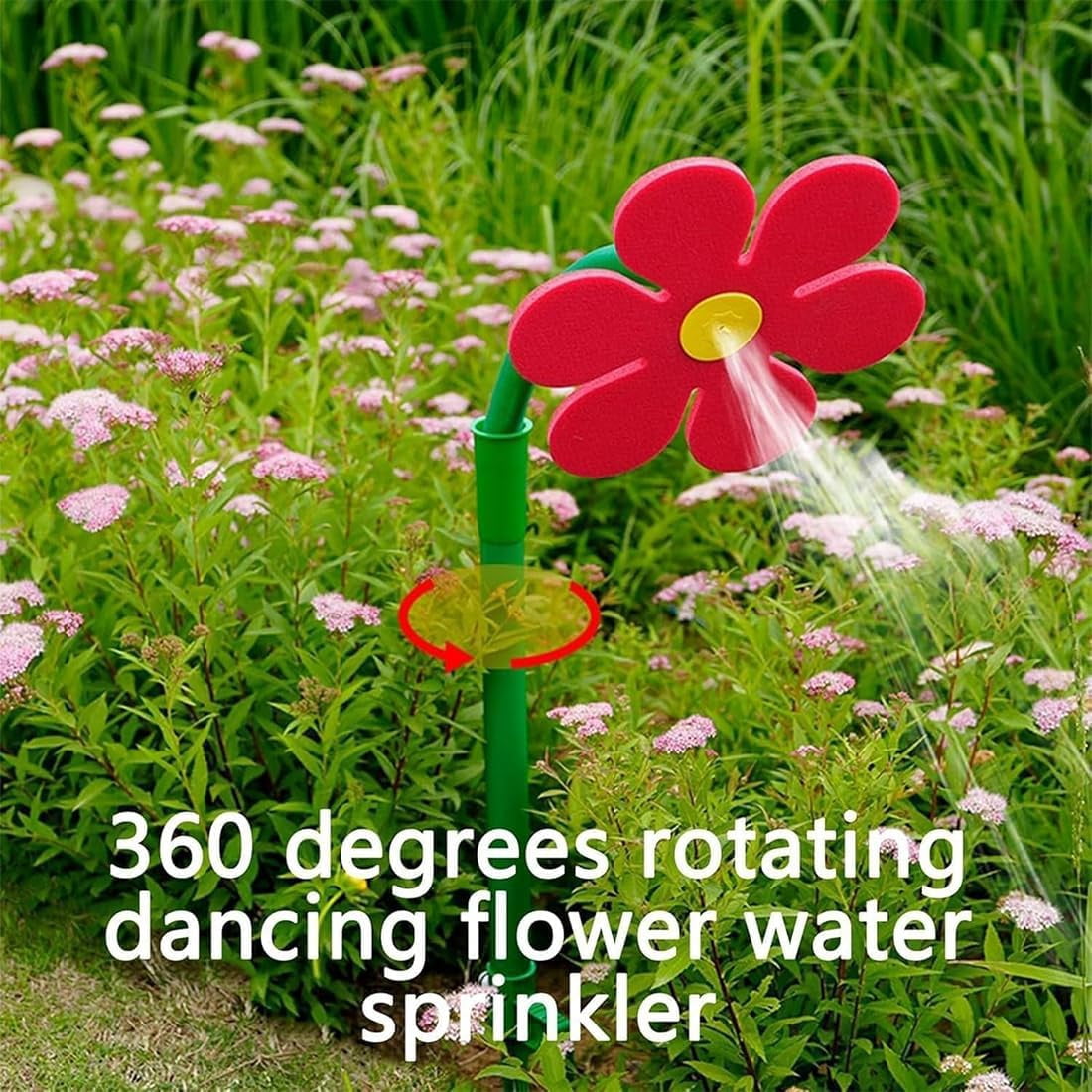 Crazy Daisy Sprinkler Dancing Flower Water Sprinkler 360° Rotating Lawn Irrigation Tool, Fun Outdoor Toy for Garden and Yard with Sturdy Plastic Base