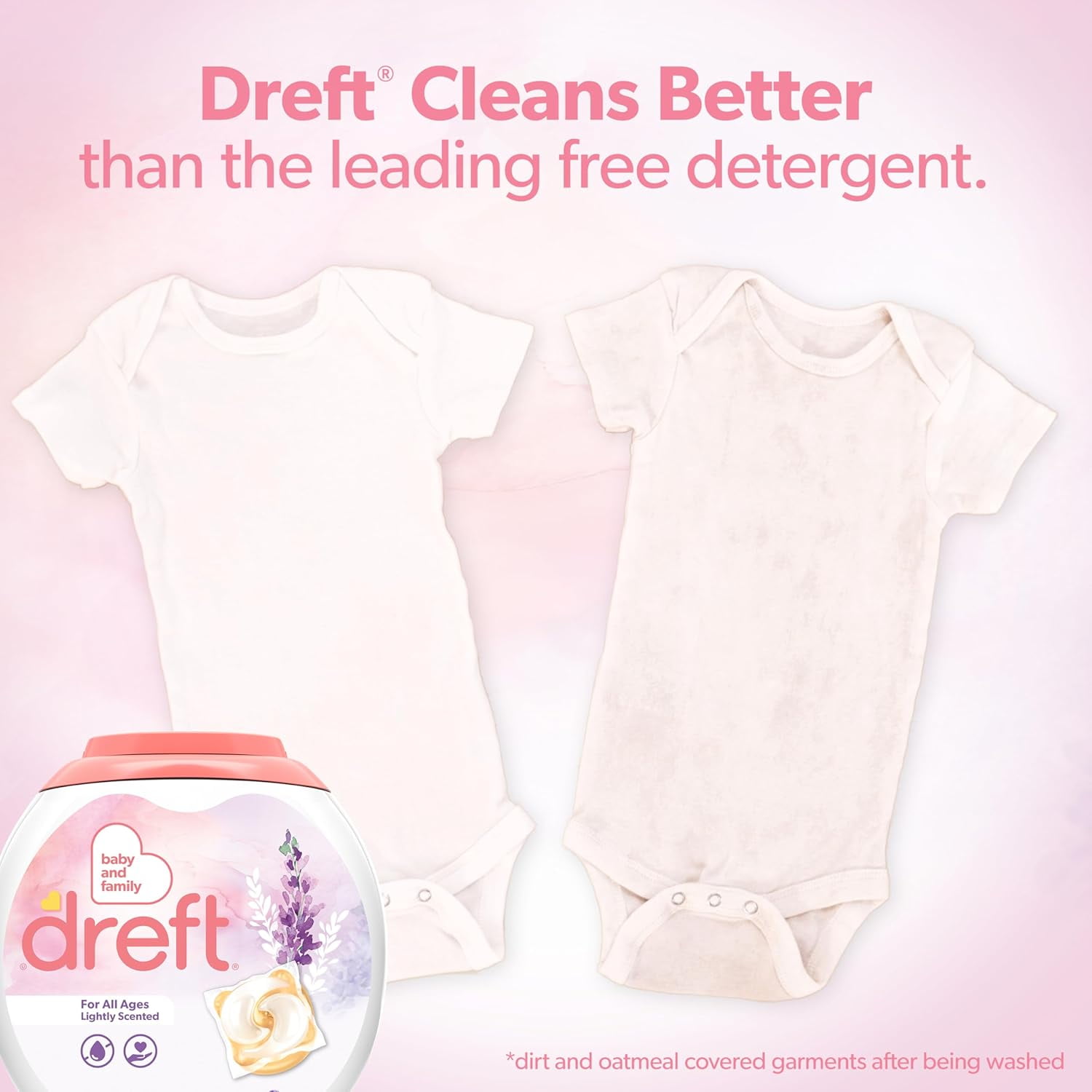 Dreft Laundry Detergent XL Pacs, Light Scent, Lavender, 45 Count