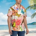 thumbnail image 5 of Bixox Men's Hawaiian Shirts Men's Flowers And Birds Watercolor Print Short-Sleeve Shirt-Small, 5 of 8