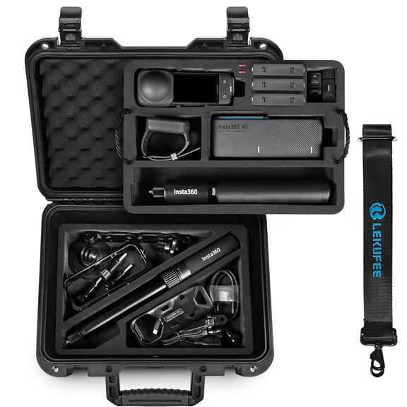 Lekufee Travel Waterproof Hard Case for Insta360 X5, Insta360 X4, Insta360 X3 Action Camera, 4x Battery, Mic Air Transmitter, More Accessories(Case Only)