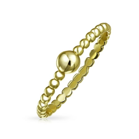 Geometric Simple 1MM Band Stackable Round Ball Midi Knuckle Ring 14K Gold Plated 925 Sterling Silver For Women For Teen
