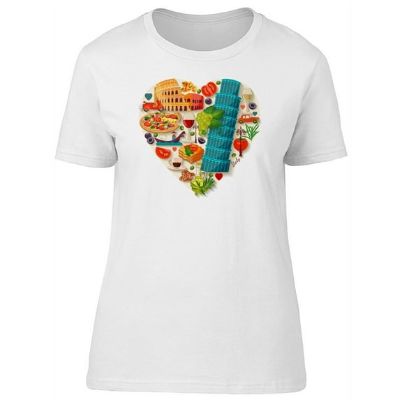 Italy Landmark Heart Travel Love T-Shirt Women -Image by Shutterstock, Female Medium