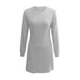 thumbnail image 4 of felwors Women's Knit Dress Long Sleeve Casual Crew Neck Tunic Dresses with Pockets Button Side Fall Winter Trendy Outfits Grey, S, 4 of 6