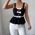 thumbnail image 3 of Wo-Fusoul Débardeur Sans Manches pour Femmes avec Nœud Contrasté, Débardeur à Col Rond pour Femmes, Blouse Confortable et Extensible pour Usage Quotidien et Maison, 3 of 5