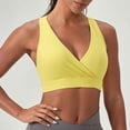 thumbnail image 5 of AWZXDE Women Sports Bra Pure Color Yoga Wear Comfort Fit Deep V Fitness Bra High Elastic Racer Back Vest Yellow, 5 of 5