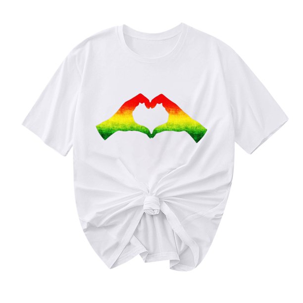 Camiseta de Cuello Redondo Impresa Nueva Moda Casual de Manga Corta de las Mujeres, Mezcla Ligera de Poliéster para la Primavera