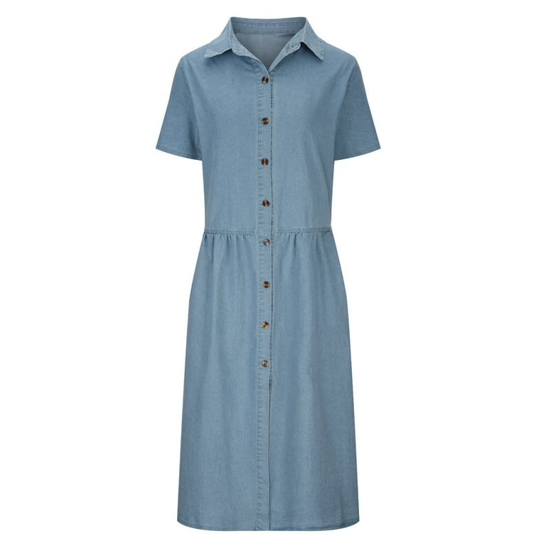 Junior Bridesmaid Dresses Women's Plus Size Denim Dress, Short Sleeve Button up Jean Shirt Dresses, Loose Fitting Ruffle Flowy Long Maxi Dress with Pockets Flowy Summer Dress Blue XXL - Walmart.com Junior Bridesmaid Dresses Women's Plus Size Denim Dress, Short Sleeve Button up Jean Shirt Dresses, Loose Fitting Ruffle Flowy Long Maxi Dress with Pockets Flowy Summer Dress Blue XXL - Walmart.com