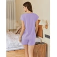 thumbnail image 4 of Ekouaer Cotton Pajamas for Women Set 2 Piece Cap Sleeve Pjs Shorts Set Lounge Sets Sleepwear, 4 of 6