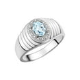 thumbnail image 4 of RYLOS Men's Rings Sterling Silver Classic Halo Of  Diamonds 7X5MM Oval Gemstone Ring Aquamarine March Birthstone Rings For Men Size 12, 4 of 8