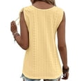 thumbnail image 4 of Keeccty Sexy Casual Jacquard Hollow Solid Color U-Neck Tank Top, 4 of 4