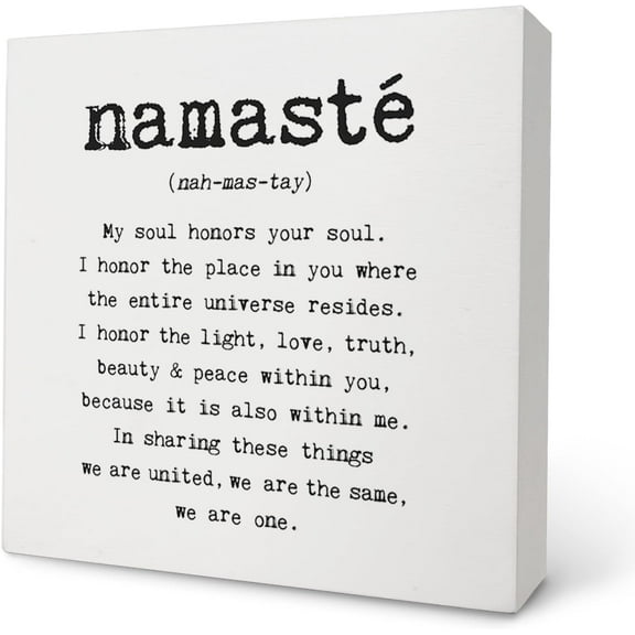 Zomyto 5x5 Inch Namaste Decor Wooden Sign - Yoga Room Decor, Wooden Box Sign, Spiritual Room Decor, Meditation Room Decor, Yoga Wall Art, Spiritual Room Decor