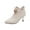 White, variant on Fesfesfes Faux-Leather Boots for Women Fashion Sewing Thin High Heel Zip Ankle Boots Point Toe Shoes 5.5(36)