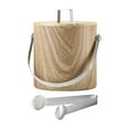 thumbnail image 1 of Cubo de hielo de acero inoxidable Cubo de hielo de metal con tapa y pinza Recipiente para bebidas de metal multiusos para barbacoa Actividades al aire 14 L de grano de madera, 1 of 9