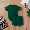 thumbnail image 4 of Tfken Summer Outfit Sets For Boys Solid Color Crew Neck Short Sleeve Button Tops With Shorts Set Summer Casual Children Soft Outfit Green Size 6-9 Months, 4 of 7