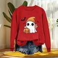 thumbnail image 4 of Craaazy Halloween Sweatshirt Long Sleeved Crewneck Shirts Halloween Spooky Season Ghost Print Tops Halloween Pullover Gifts For Women, 4 of 4