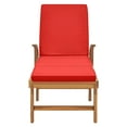 thumbnail image 4 of vidaXL Chaise Longue avec Coussin en Bois de Teck Massif Rouge, 4 of 5
