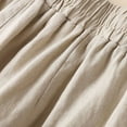 thumbnail image 6 of IDALL Linen Pants Women Wide Leg Pants Woman Women Fashion Solid Color Cotton Flax Elastic Long Pants Beach Leisure Trousers Lounge Pants Women Baggy Pants Beige L, 6 of 8