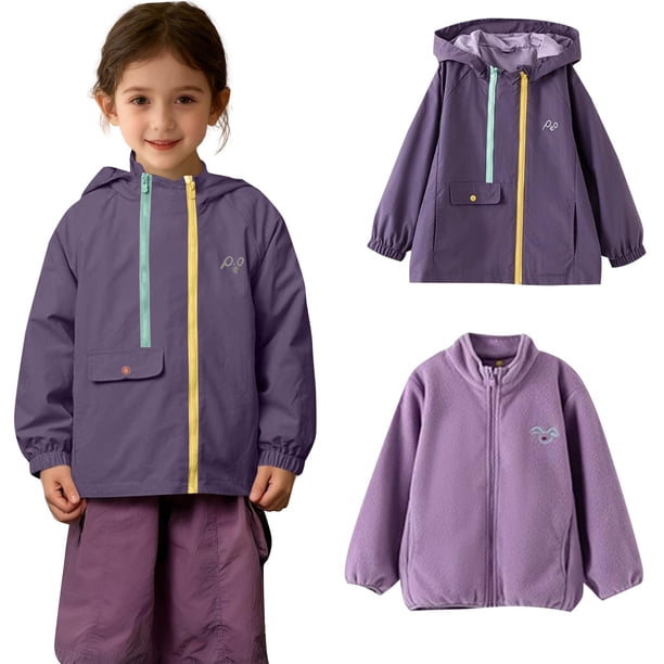 Conjunto de invierno de dos piezas para niños, traje impermeable y cortavientos para hombre y mujer, tres en uno, ropa deportiva de manga larga y chaqueta informal, blusa de poliéster para niños.