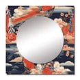 thumbnail image 2 of Designart "Floating World Japanese Woman Amidst Retro Undulations I" Japon Woman Square Mirror For Wall Decor - Large Red Square Printed Wall Mirror Art - Wall Mounted Square Large Mirror, 2 of 5
