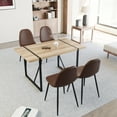thumbnail image 3 of LiviNest 55" Dining Table & 4 Chairs Set: MDF Wood Top & Metal Frame - Mid Century Modern Kitchen Table Set for 4-6 People with Saddle Leather Chairs & Strong Support Design, 3 of 6