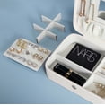 thumbnail image 4 of Jewelry Storage Box for Women, Jewelry Storage Organizer, Njjex Portable Travel Synthetic Leather Jewelry Box Storage Case with Mirror, for Necklace Earring Rings Sparkle Jewelry Holder Case -White, 4 of 11