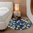 thumbnail image 2 of Round Rugs 4Ft, Lemon Bird Round Area Rug Washable Indoor Throw Carpet, Blue Yellow Pastoral Flowers Plant Summer Soft Non Slip Circle Rug for Kitchen Nursery Room Home Decor Aesthetic, 2 of 8