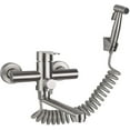 thumbnail image 1 of Grifo de cocina monomando montado en la pared con ducha de mano, con pistola rociadora, fregadero de cocina, grifo de acero inoxidable, agua fría/caliente, tina de lavado, giratorio, 1 of 5