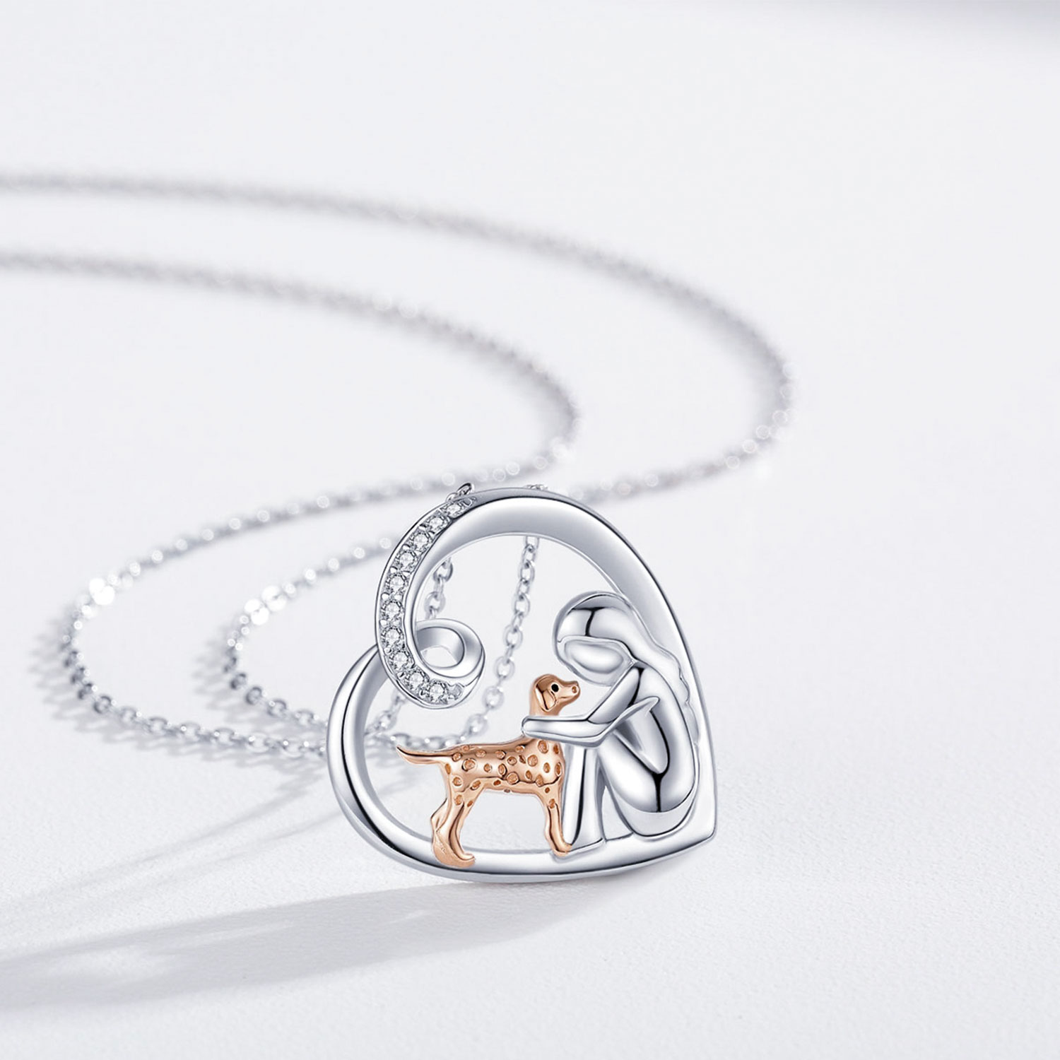 Coachuhhar Dog Necklace for Women 925 Sterling Silver Heart Dog Necklace Cute Animal Pendant Necklace Dog Jewelry Gift for Dog Lover
