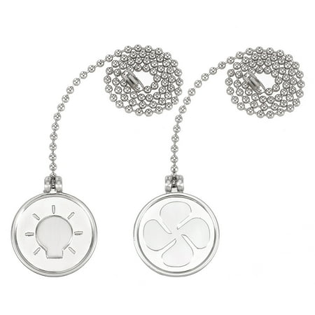2pcs Sliver Tone 12 Inches Coin Shape Bulb Pull Chain Ceiling Fan Pull Chain