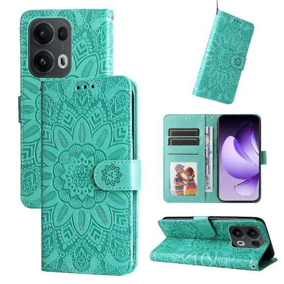 Funda tipo cartera GANGXUN para OPPO Reno 14 Pro 5G , diseño girasol, cuero PU, soporte, cierre magnético, tarjetero