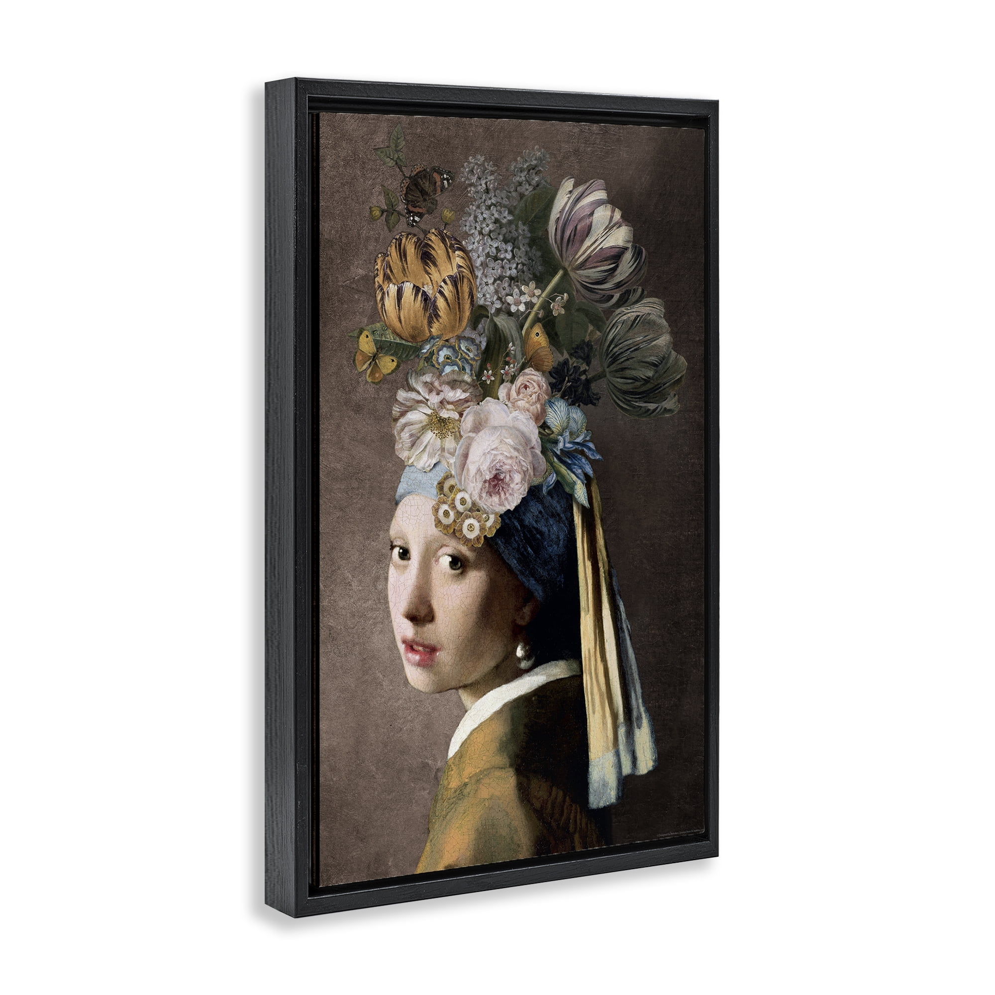 Stupell Industries Classic with Vintage Blooms People Painting Black Floater Framed Canvas Art Print Wall Art, 21 x 31