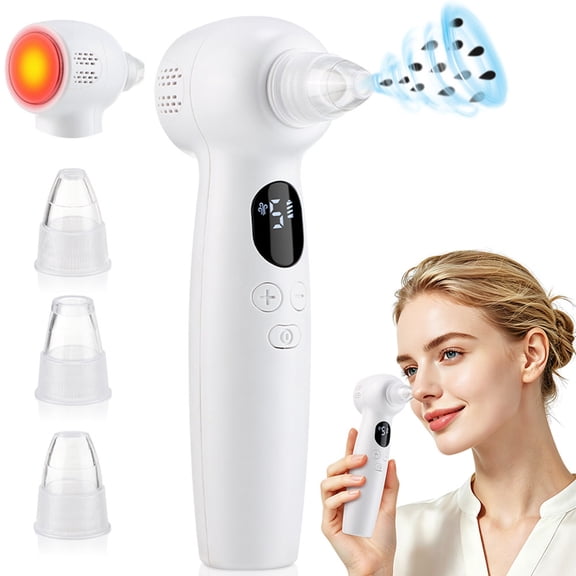 Electric Blackhead Remover, 5 Suction Levels & 3 Heads, Pore Vacuum Cleaner with 3 Heating Modes, Facial Pore Cleaner for Deep Cleansing & Skin Care