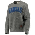 thumbnail image 2 of Women's Pressbox Heather Charcoal Kansas Jayhawks Moose Quilted Pullover Sweatshirt, 2 of 4
