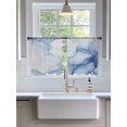 thumbnail image 3 of Sheer Curtains 45 Inch Length 2 Panels Set for Kitchen, Blue Marble Semi Sheer Curtains for Windows, Gradual Modern Abstract Art Voile Window Treatments Rod Pocket Curtain, 3 of 7