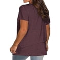thumbnail image 5 of Craaazy Women's Plus Size Loose Fit Solid Color V Neck Short Sleeve T-shirts Casual Summer Top Gifts, 5 of 5