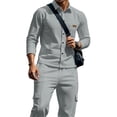 thumbnail image 7 of Zenithor Men's 2 Piece Outfits Winter Warm Long Sleeve Button-Up Shirts and Elastic Waist Cargo Pants Set for Commute Casual S-3XL, 7 of 7