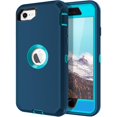 thumbnail image 1 of wonima11 I-HONVA for iPhone SE 2022/2020 Case Built-in Screen Protector Shockproof Dust/Drop Proof 3 in 1 Full Body Rugged Heavy Duty Cover for Apple iPhone SE 3rd/2nd Gen 4.7,Turquoise, 1 of 1