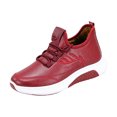 thumbnail image 2 of Women Waterproof Leather Winter Sneakers Elastic No Tie Lace Up Warm Fleece Lined Lightweight Cushion Walking Shoes, 2 of 6