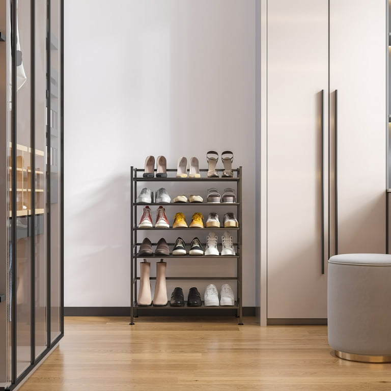 Seville Classics 3-Tier Stackable 9-Pair Resin Slat Metal Frame