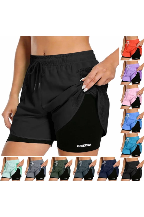 Athletic Shorts for Women with Lining Drawstring Elastic Waist Running Shorts Mesh Lightweight Summer Shorts for Activewear