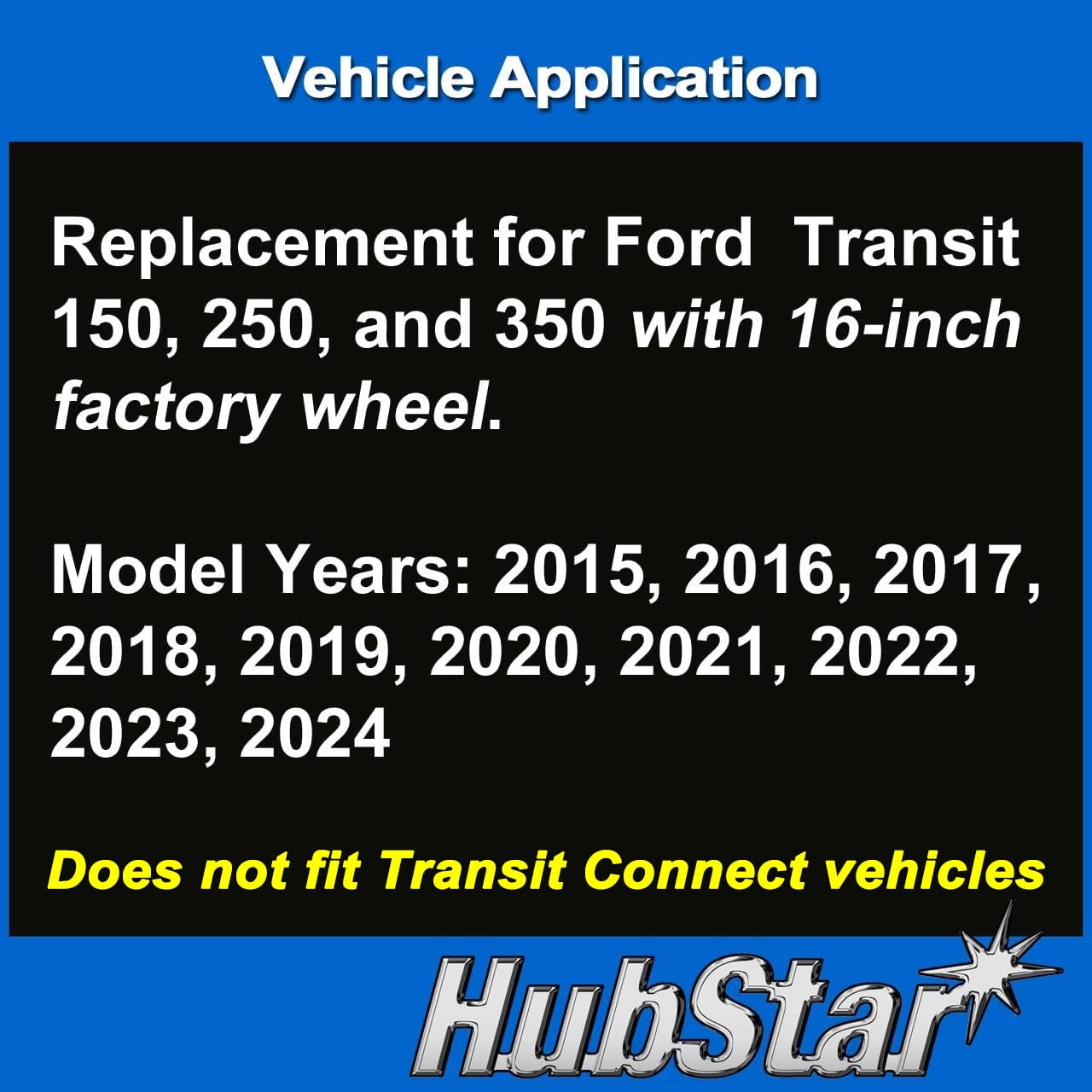 Hubcap Replacement for Ford Transit 150, 250, and 350: 2015-2024, 16-inch Original-Style Replica with Heavy-Duty Clips (Silver, 4 Pieces)