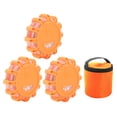 thumbnail image 1 of Luz LED de bengalas de carretera, 3 uds., 9 modos, resistente al agua, resistente a los golpes, luz de seguridad de advertencia en carretera, color naranja con tipo de punto, 1 of 5